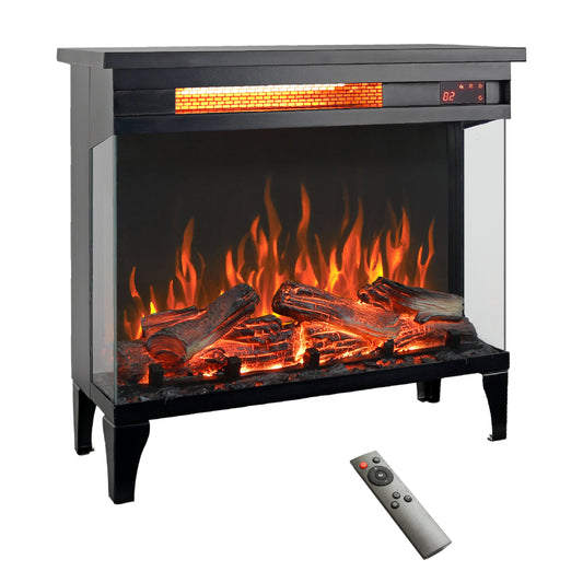 Mondawe 24 Inch Three Sided Glass Electric Fireplace With Feet