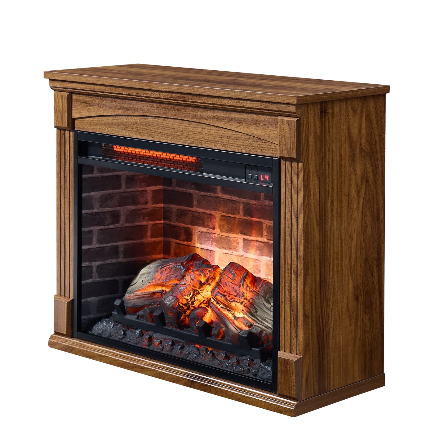 Mondawe 28 Inch Electric Fireplace Heater Mantel With Removable Caster Wheel