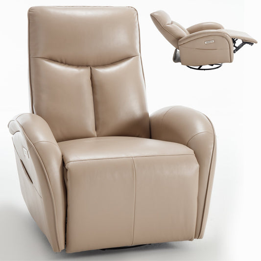 Mondawe Leatheraire Swivel And Rocker Power Recliner Chair