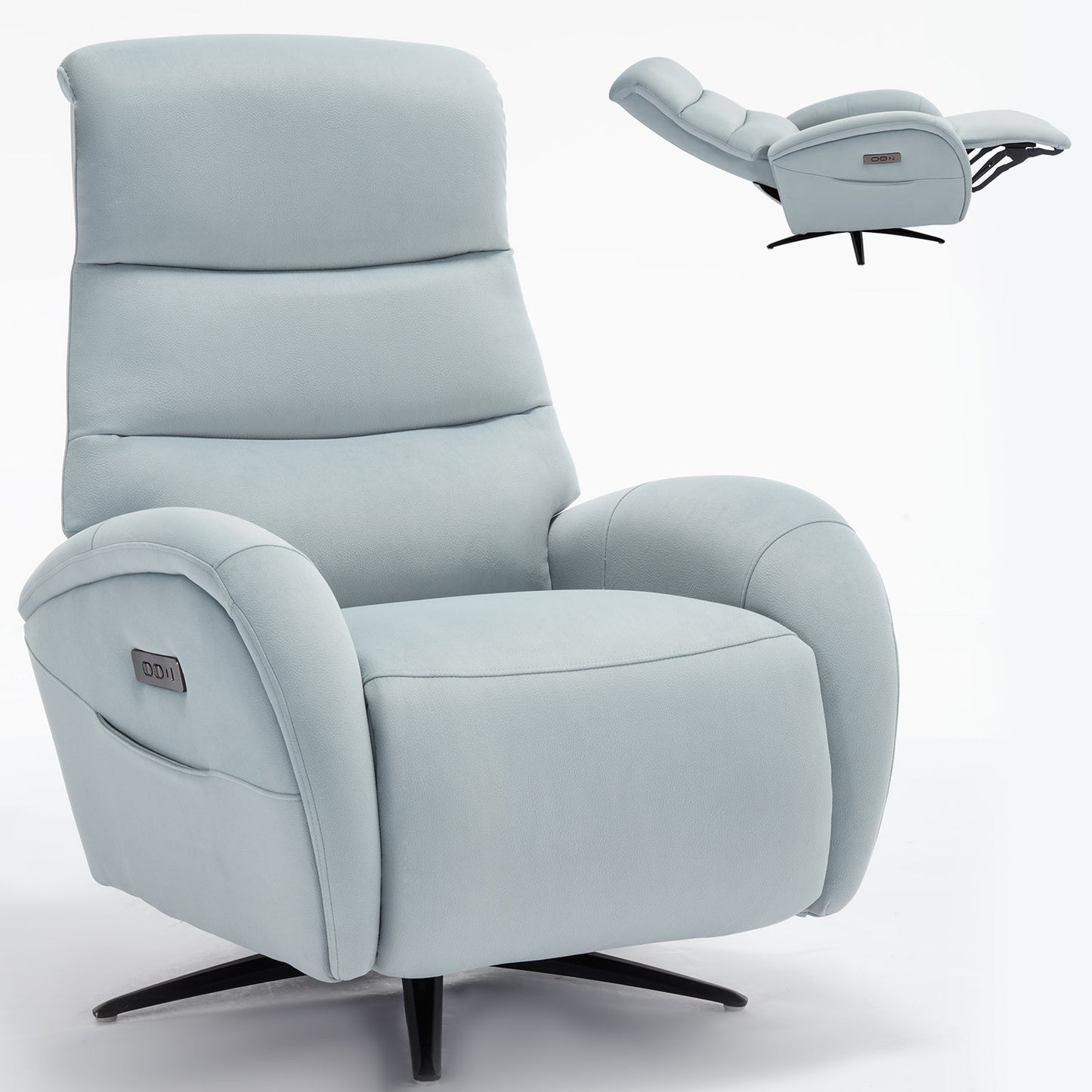 Mondawe Leatheraire Dual Motor 270¡ã Swivel Power Recliner Chair