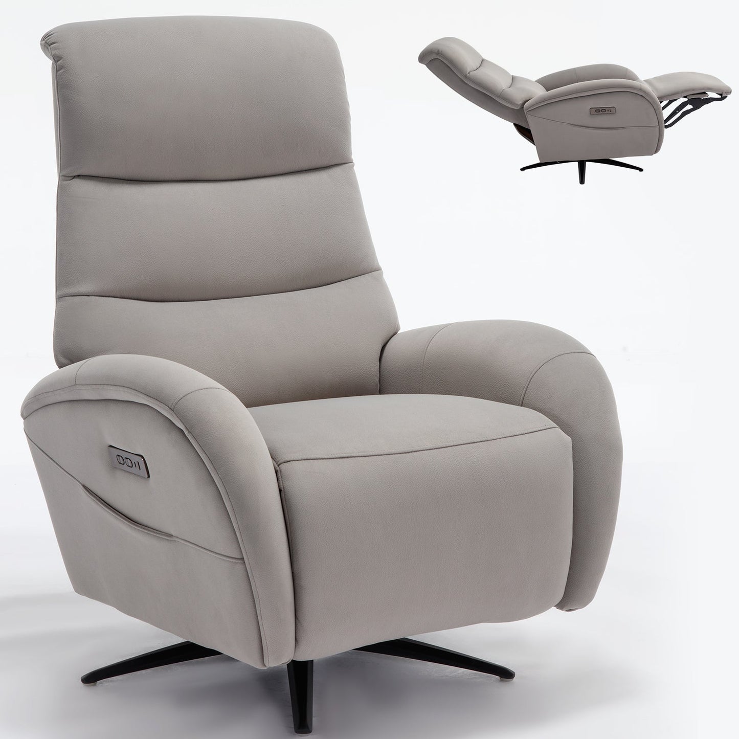 Mondawe Leatheraire Dual Motor 270¡ã Swivel Power Recliner Chair