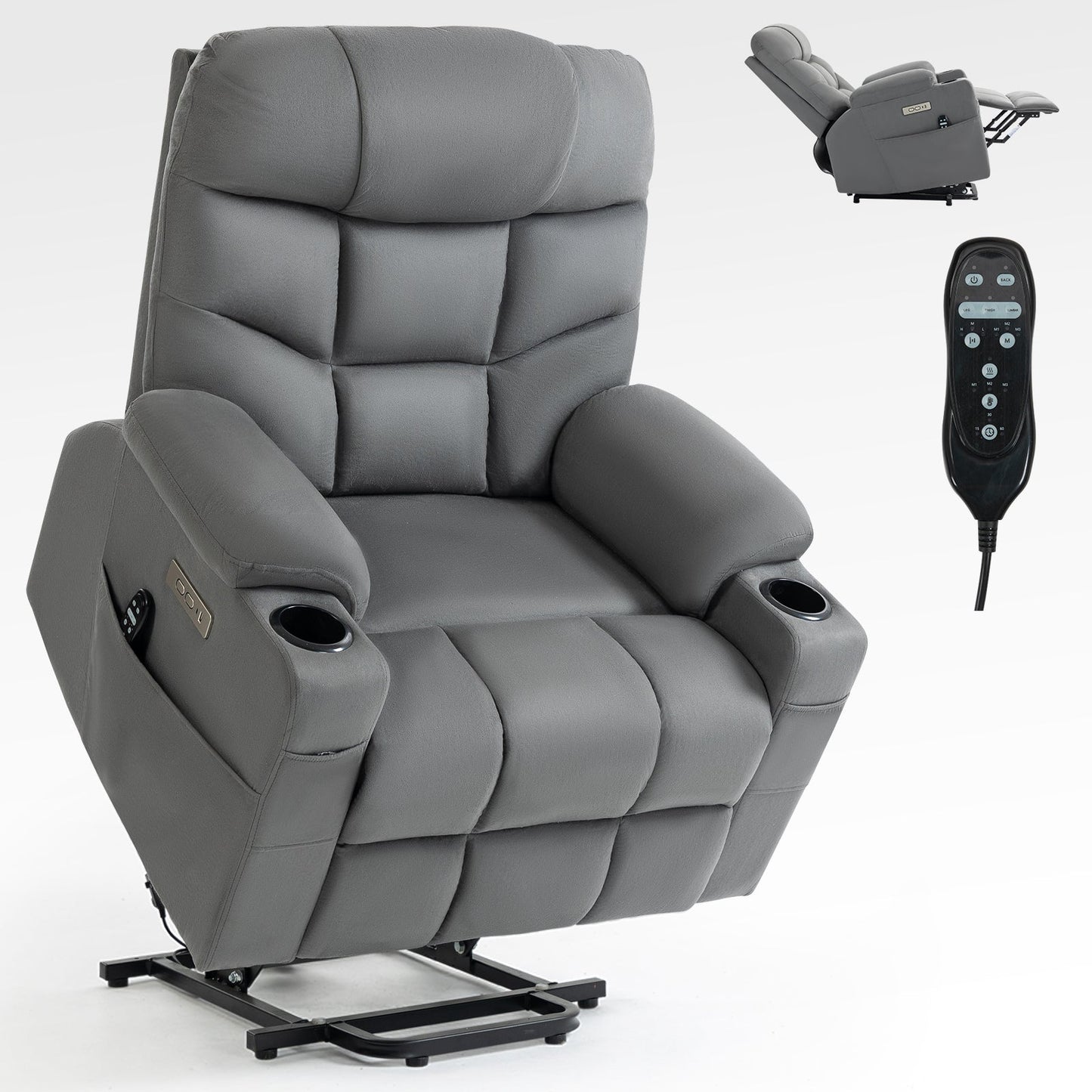 Mondawe Blue Up to 350 LBS Power Lift Recliner Chair with Cup Holders, USB and Type-C Ports