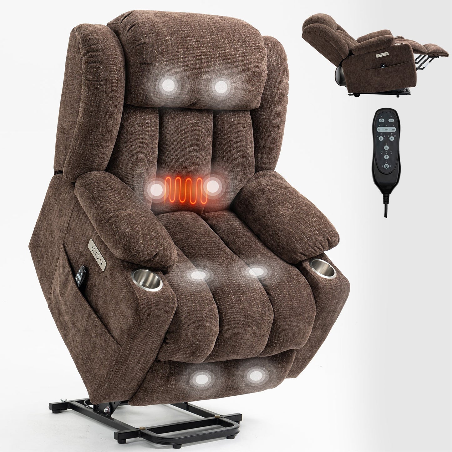 Mondawe Large Power Lift Recliner Chair with Massage and Heat for Elderly