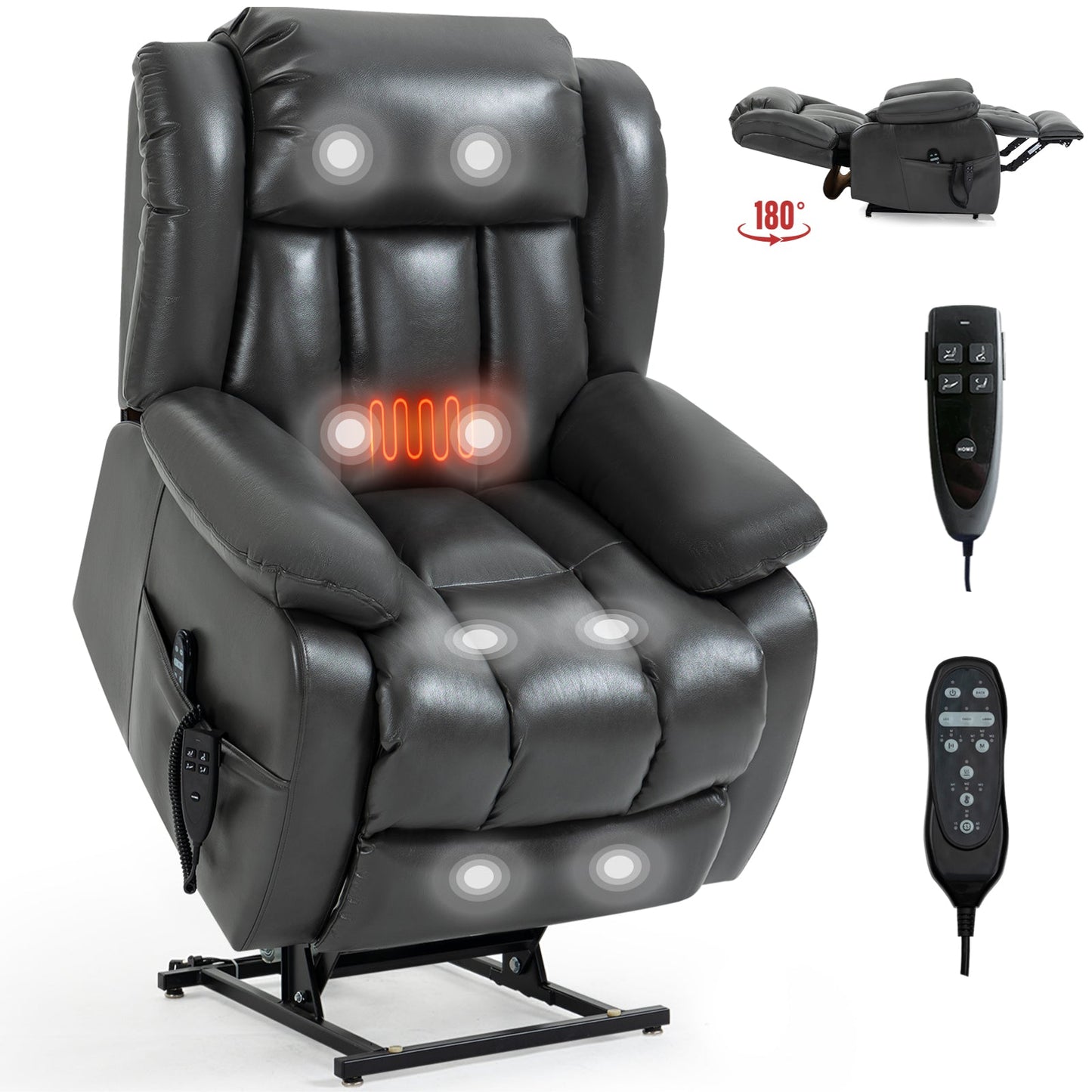 Mondawe Dual Motor Infinite Position Leatheraire Power Lift Recliner Chair