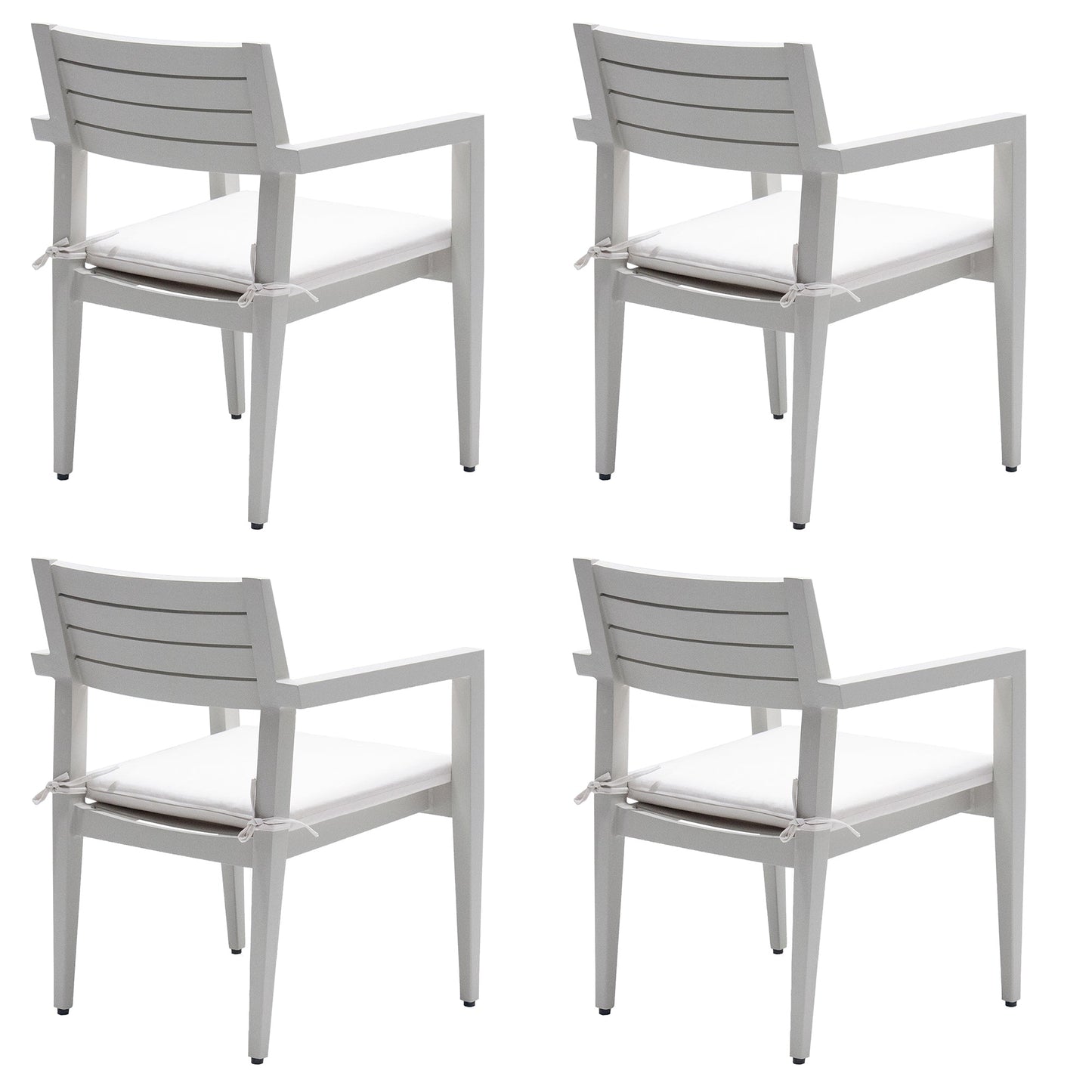 Mondawe Grayish Outdoor Patio Aluminum Stationary Dining Chairs with Fabric Cushions (Set of 4)