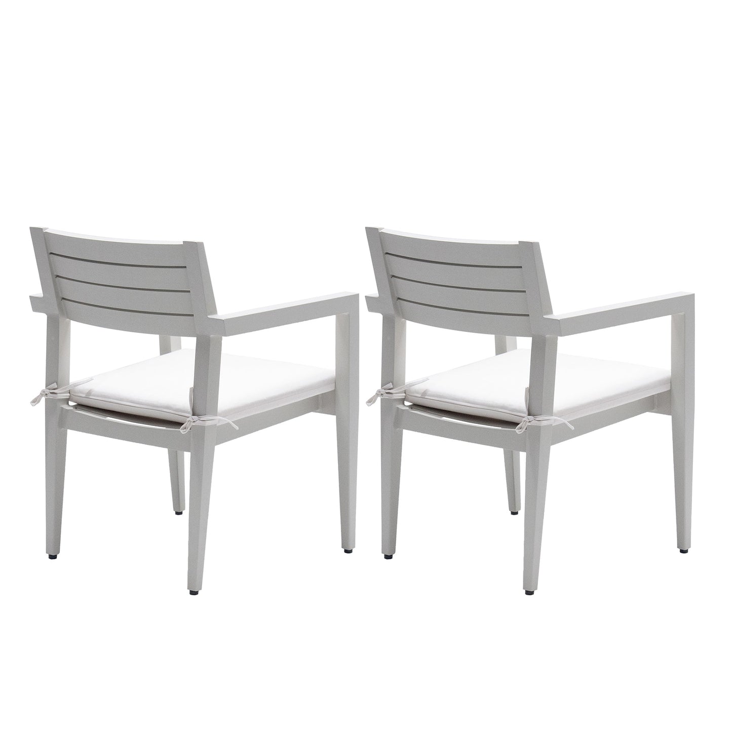 Mondawe Grayish Outdoor Patio Aluminum Stationary Dining Chairs with Fabric Cushions (Set of 2)