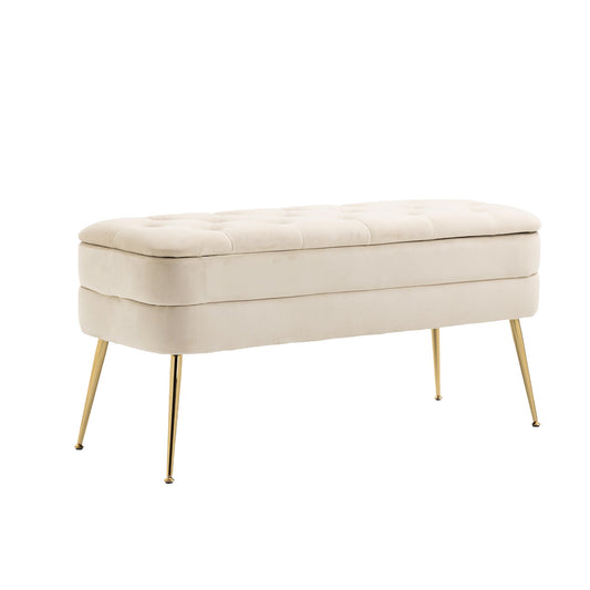 Mondawe Upholstered Fabric Storage Ottoman Bedroom End Bench With Safety