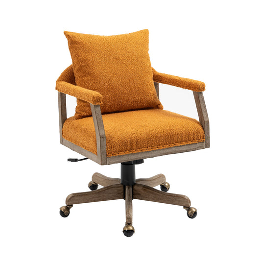 Mondawe Orange Computer Chair Office Chair Adjustable Swivel Chair Fabric Seat Home Study Chair