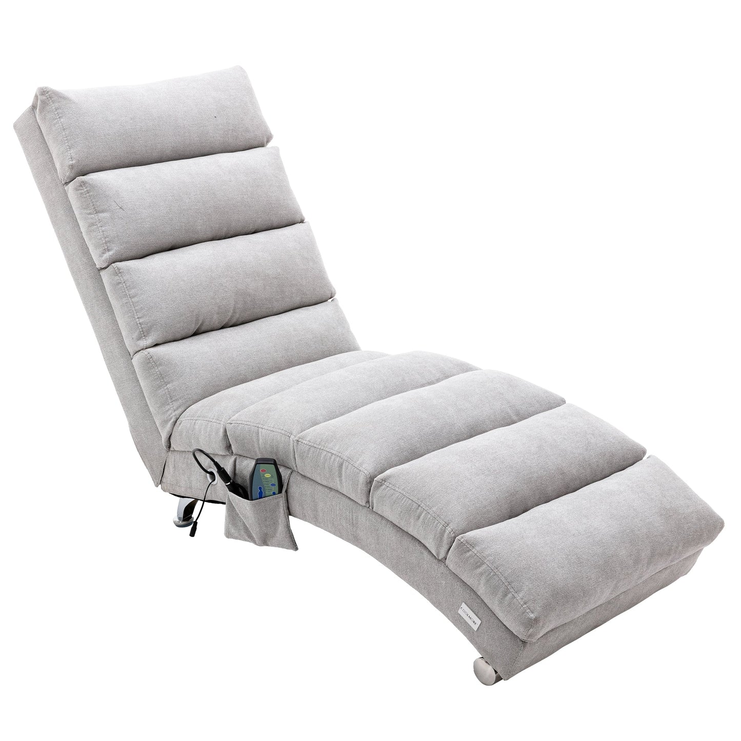 Mondawe Linen Ergonomic Electric Massage Long Chaise Lounger with Remote Control and 5 Modes