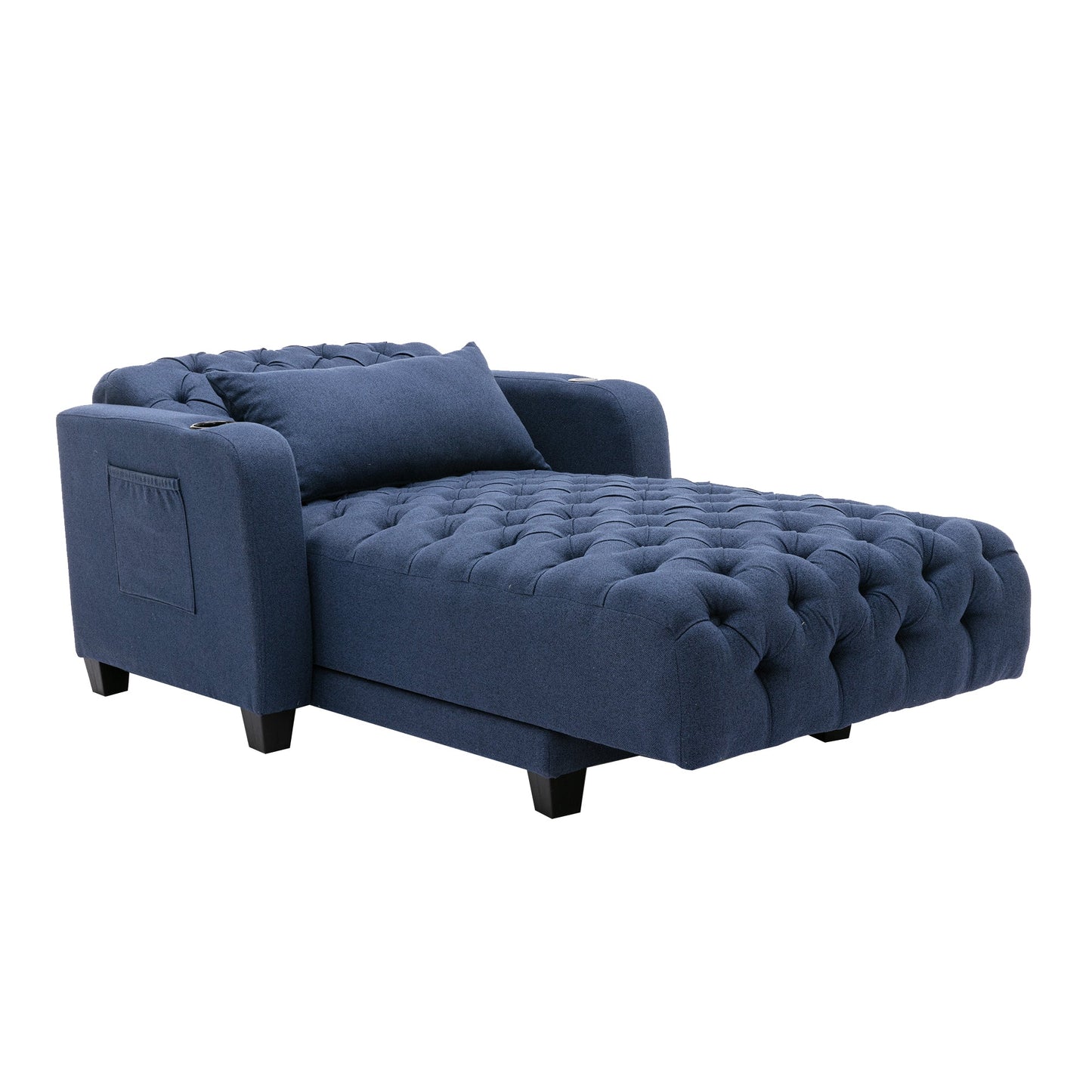 Mondawe Chaise Lounge Tufted Armchair Wireless Charging, Reclining Backrest & Lumbar Pillow