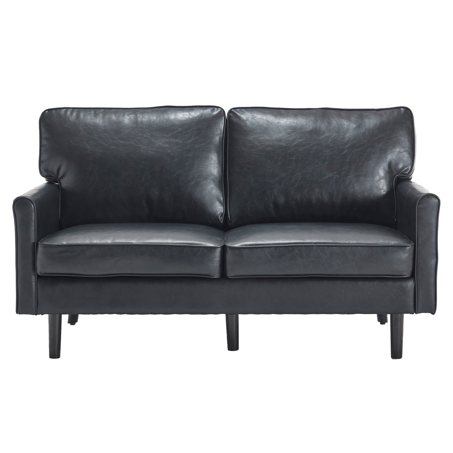 Mondawe PU Leather Loveseat, 2 Seater Small Sofa Couches with USB & Removable Pillow Cover