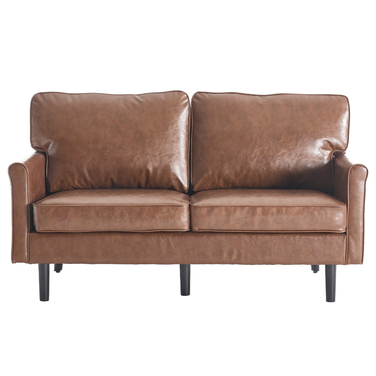 Mondawe PU Leather Loveseat, 2 Seater Small Sofa Couches with USB & Removable Pillow Cover