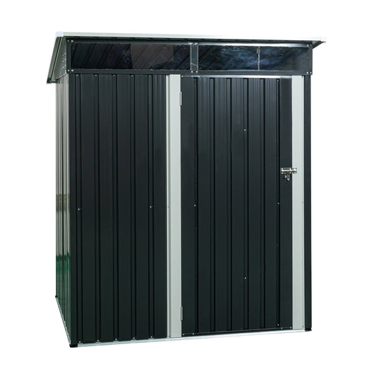 Mondawe 5ft x 3ft Outdoor Metal Storage Shed Transparent plate black