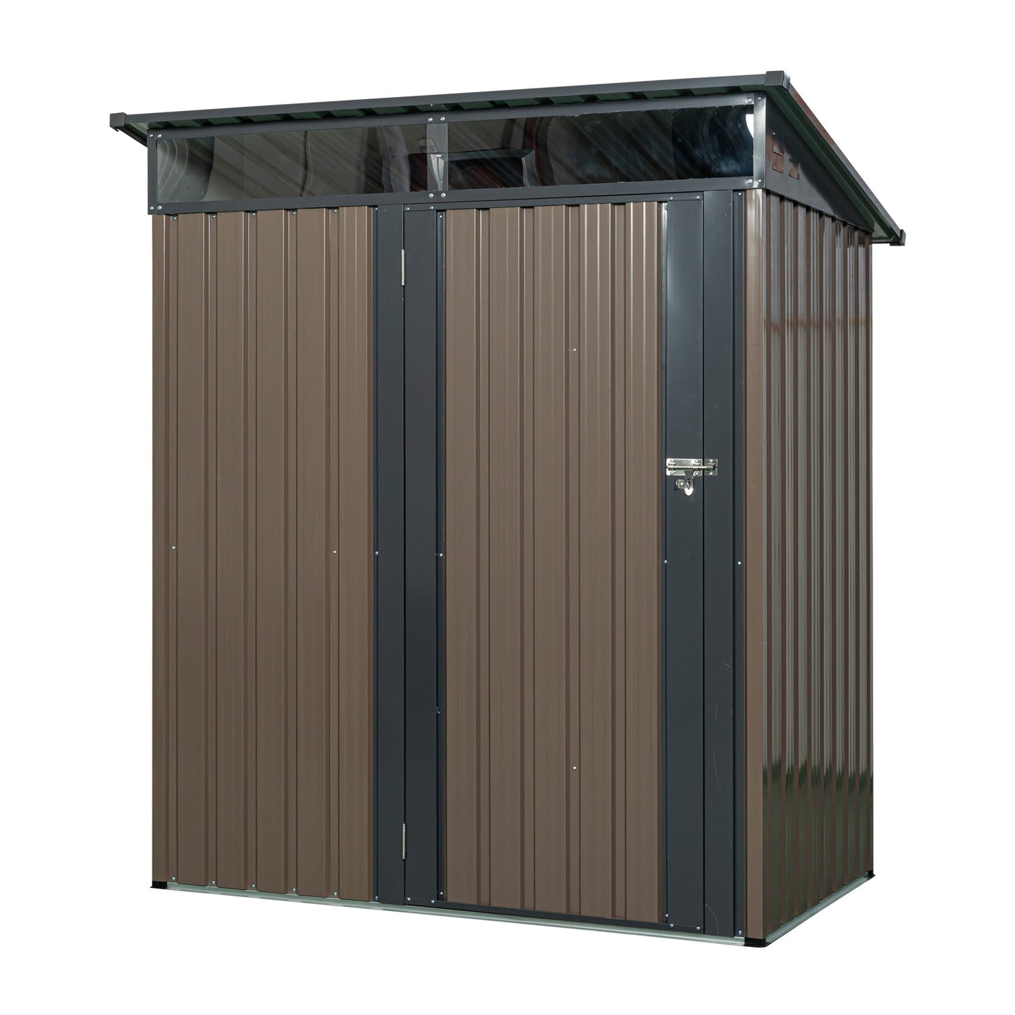 Mondawe 5ft x 3ft Outdoor Metal Storage Shed Transparent plate brown