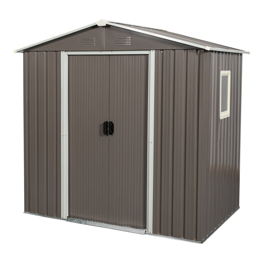 Mondawe 6ft x 5ft Outdoor Metal Storage Shed gray With window