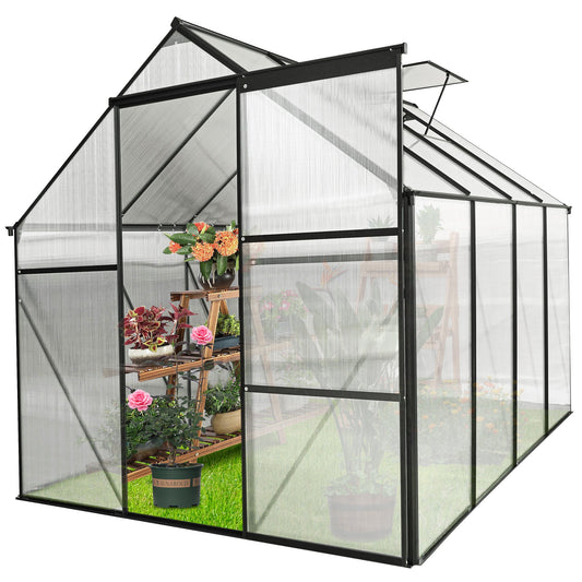 Mondawe 6x8 FT Polycarbonate Greenhouse Raised Base and Anchor Aluminum