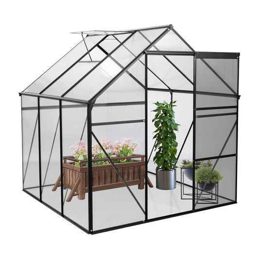 Mondawe 6X6FT-BLACK Polycarbonate Greenhouse Raised Base and Anchor Aluminum