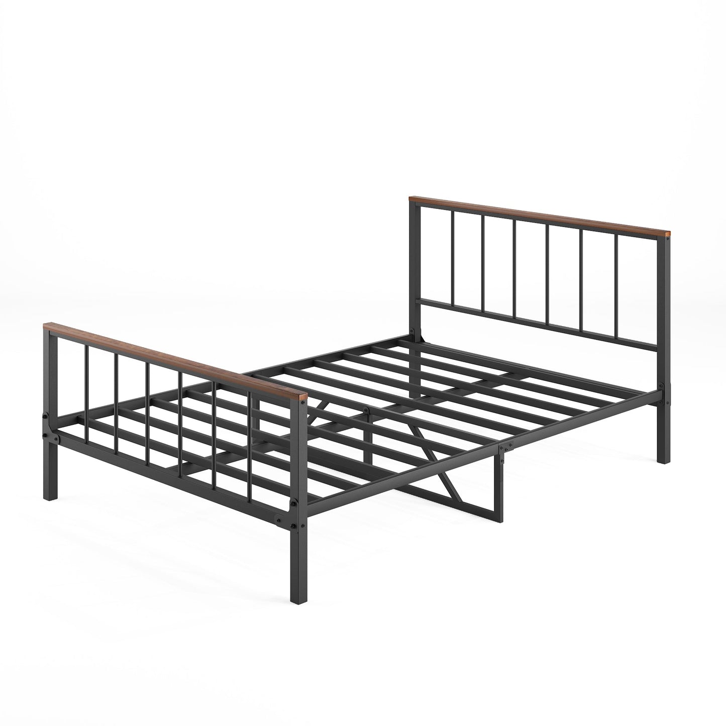 Mondawe Metal Platform Full Bed Frame,With Headboard And Footrest,Not Require Box Spring Bed Frame