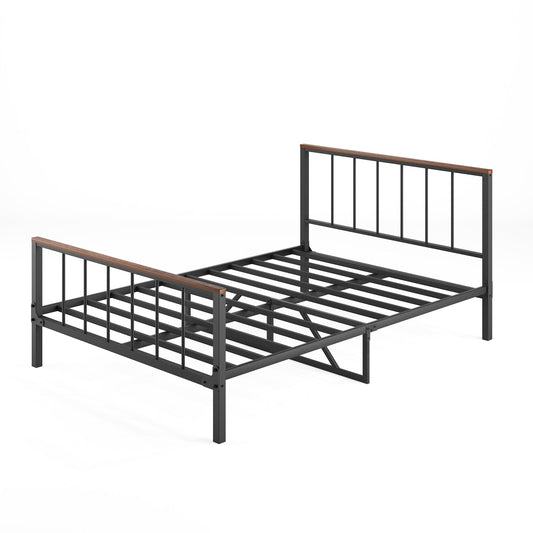 Mondawe Metal Platform Full Bed Frame,With Headboard And Footrest,Not Require Box Spring Bed Frame