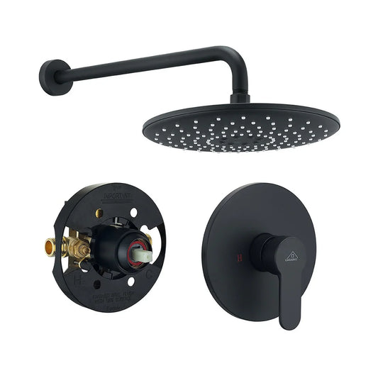 Mondawe 10 in Round Shower Faucet in Matte Black with Pressure Balanced Valve