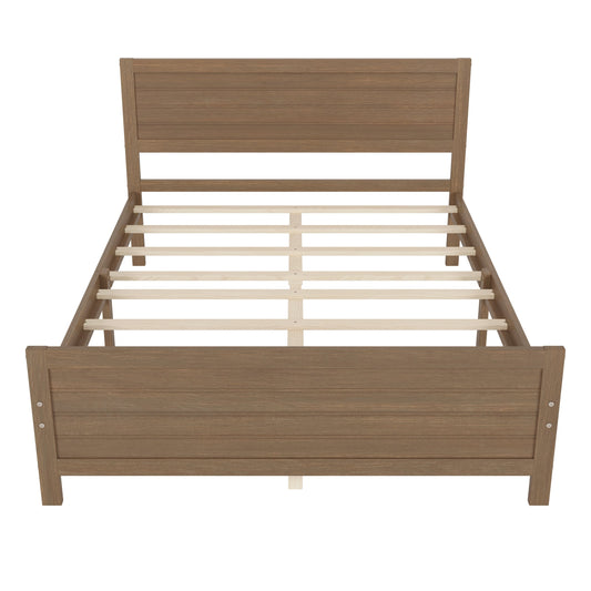 Mondawe Queen Size Wooden Platform Bed Frame,With Headboard And No Need For Box Spring Bed Frame