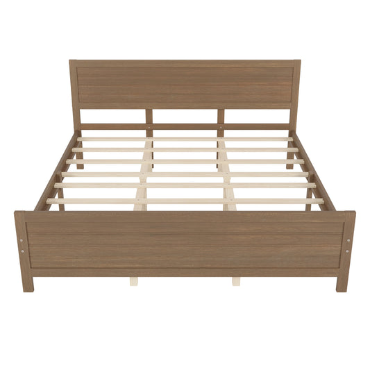 Mondawe King Size Wooden Platform Bed Frame,With Headboard And No Need For Box Spring Bed Frame