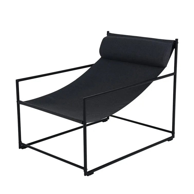 MONDAWE Grand Patio Outdoor Sling Chair Accent Lounge Chair Steel Olefin Fabric Modern Sling Armchair