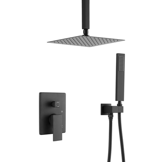 Mondawe Stainless Steel Thermostatic Shower Bar System in Black/Chrome