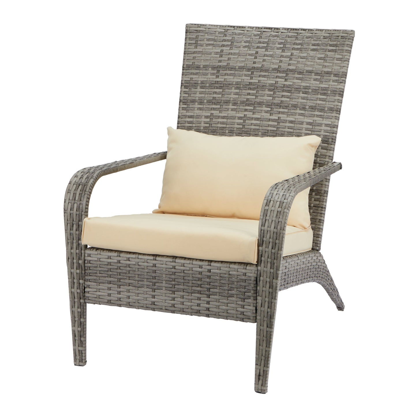 MONDAWE Outdoor Wicker Patio Dining Chair PE Rattan Porch Chair with Pillow and Cushion