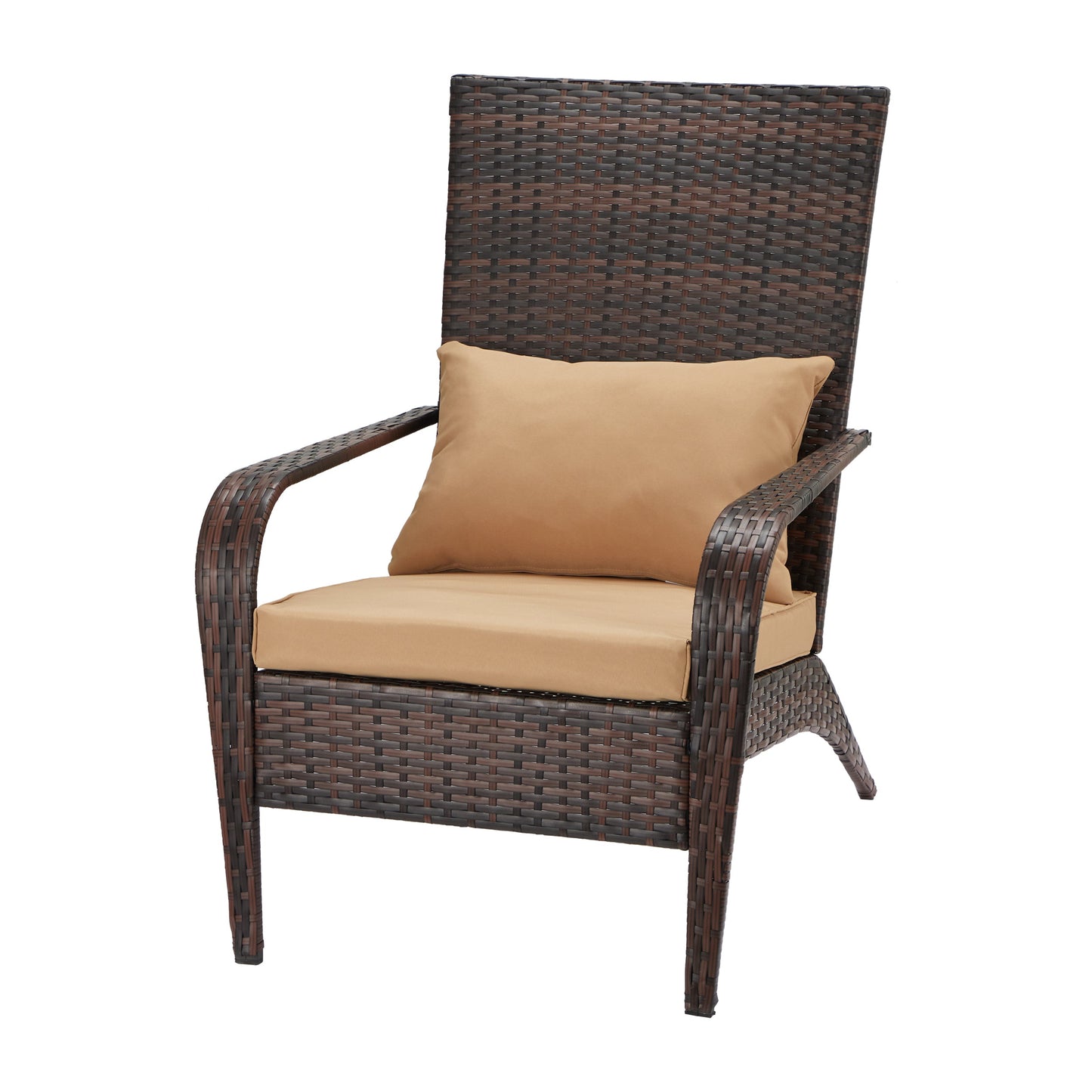 MONDAWE Outdoor Wicker Patio Dining Chair PE Rattan Porch Chair with Pillow and Cushion