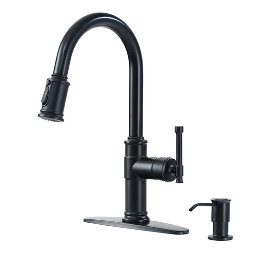 MONDAWE Pull-out Kitchen Faucets Single Hole Kitchen Faucets with Soap Dispenser