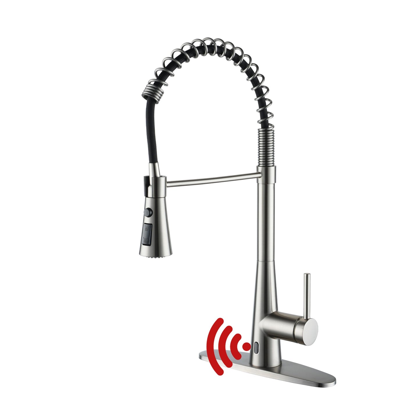 MONDAWE Spring Single Hole Pull-out Sensor Kitchen Faucet with Stretchable Hose