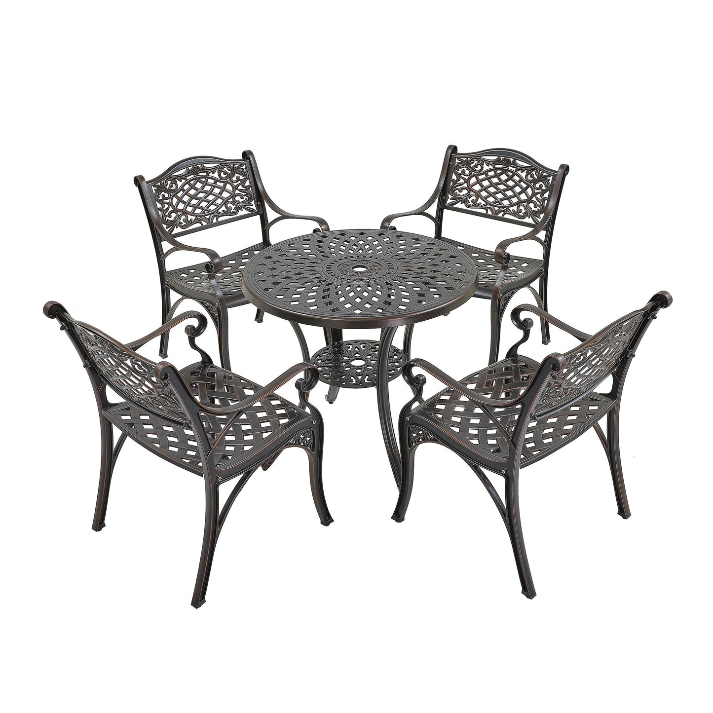 MONDAWE 5-Pieces Back Cast Aluminum Patio Dining Seating Set Outdoor Seating Set for Patio