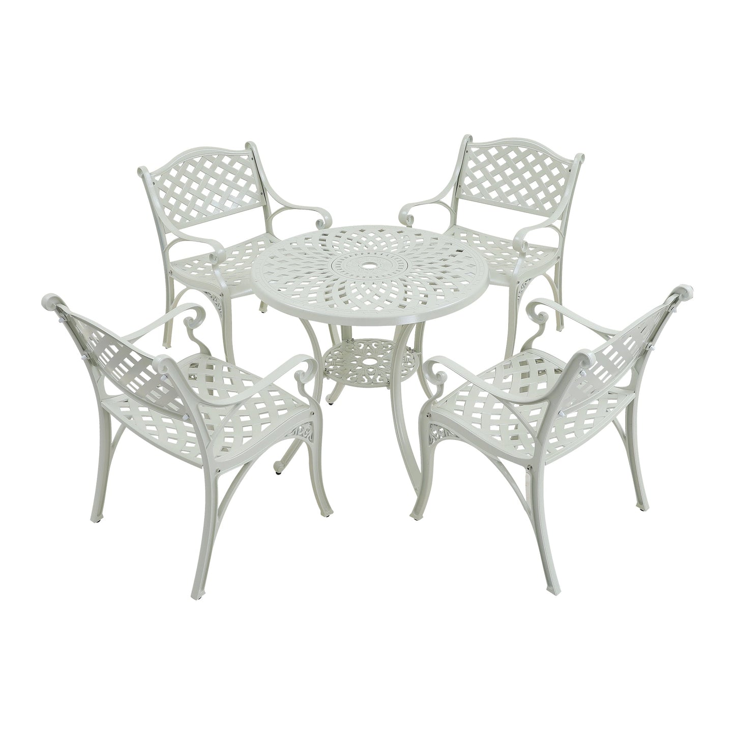 MONDAWE 5 Pieces Hollow Grid Back Cast Aluminum Patio Dining Set Ourdoor Seating Set for Patio