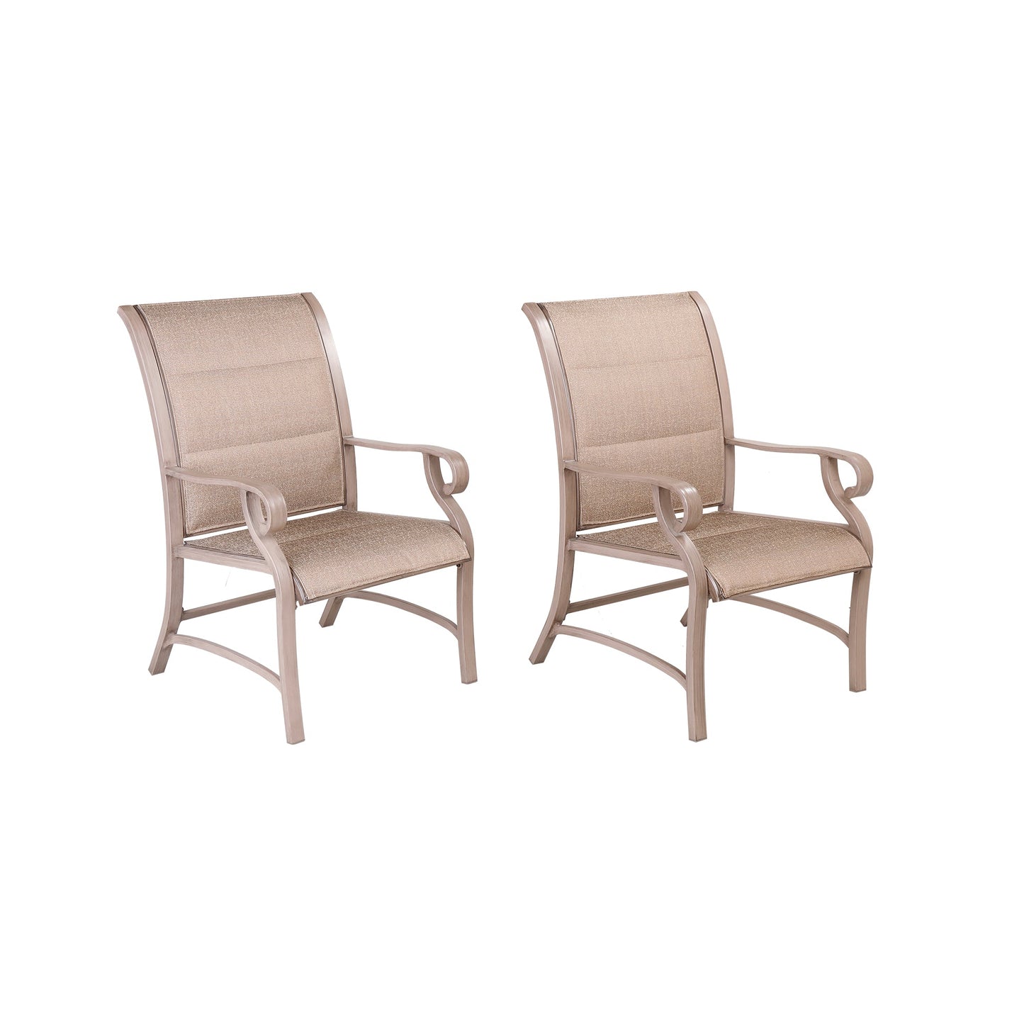 MONDAWE 2 Pieces Stationary Conversation Chair with Gold Slat Seat Outdoor Armchair