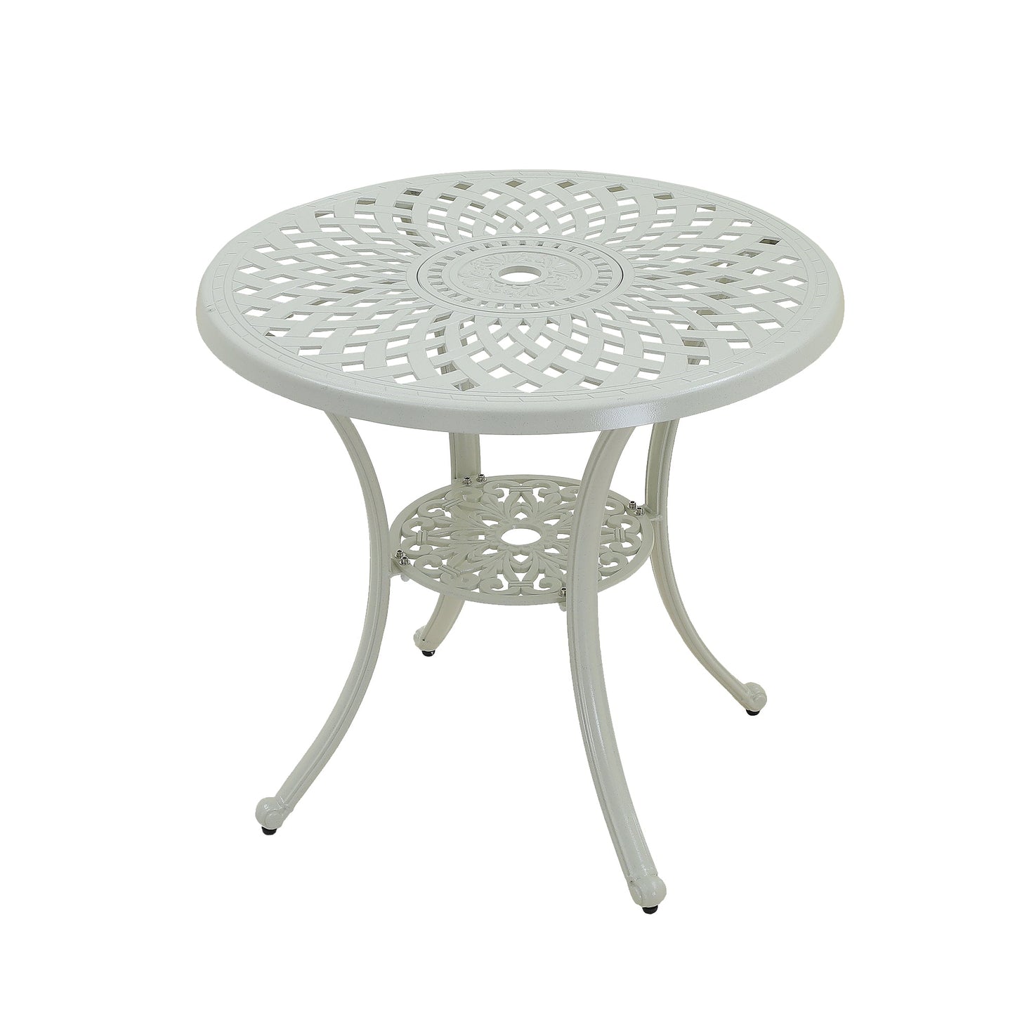 MONDAWE Unique Patio Table Round Outdoor Coffee Table with Umbrella Hole