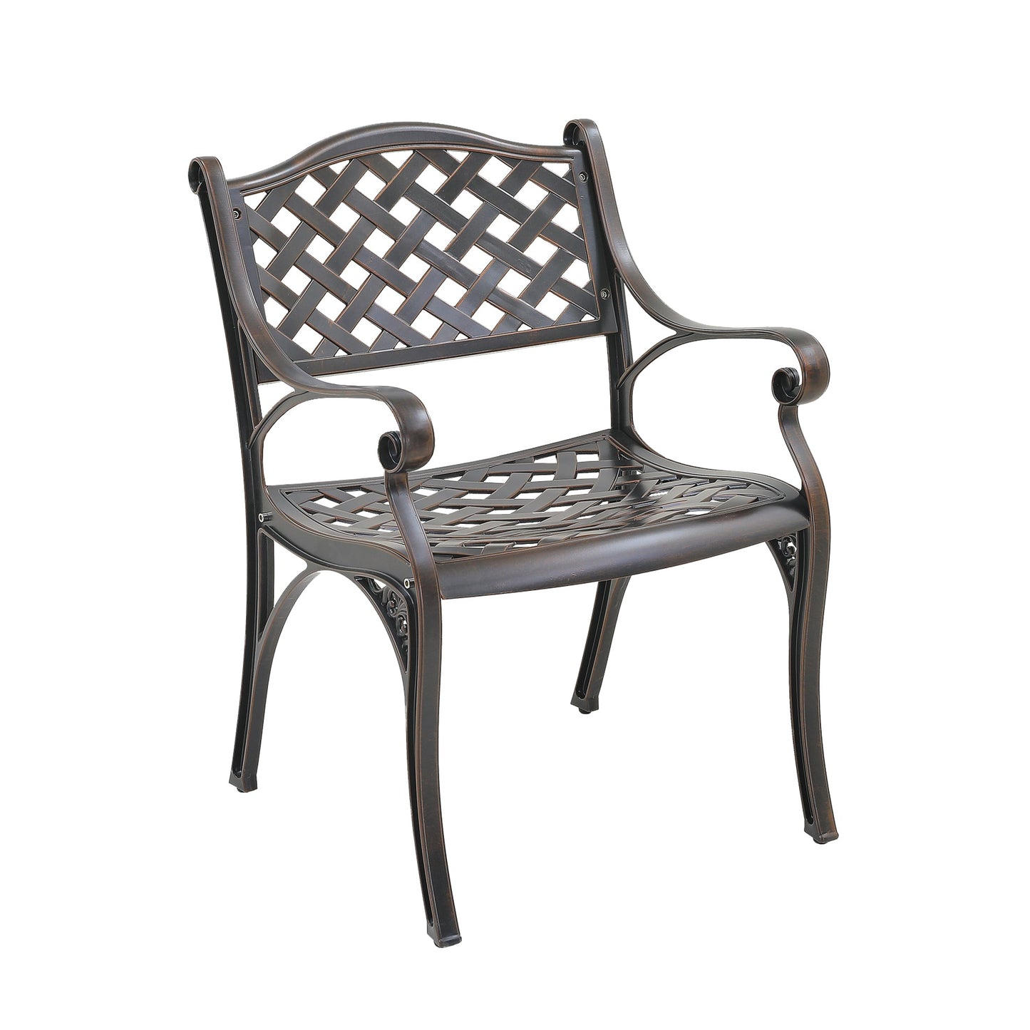 MONDAWE-Cast-Aluminum Stationary Dining Chairs Hollow Oblique Grid Shape Chairs£¨Set of 2£©