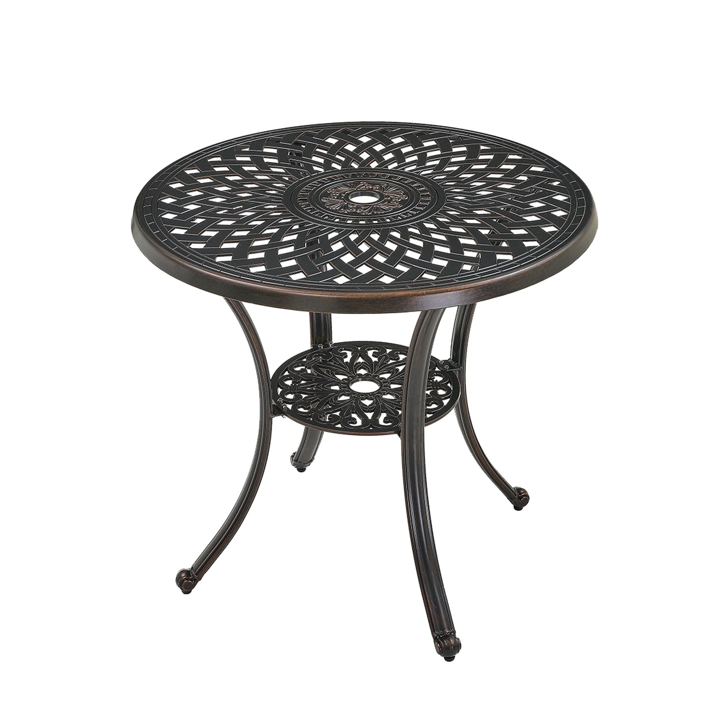 MONDAWE Unique Patio Table Round Outdoor Coffee Table with Umbrella Hole