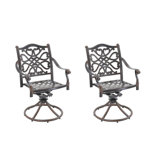 MONDAWE Outdoor Bistro Dining Chairs Patio Cast Aluminum Dining Swivel Rocker Chair (Set of 2)