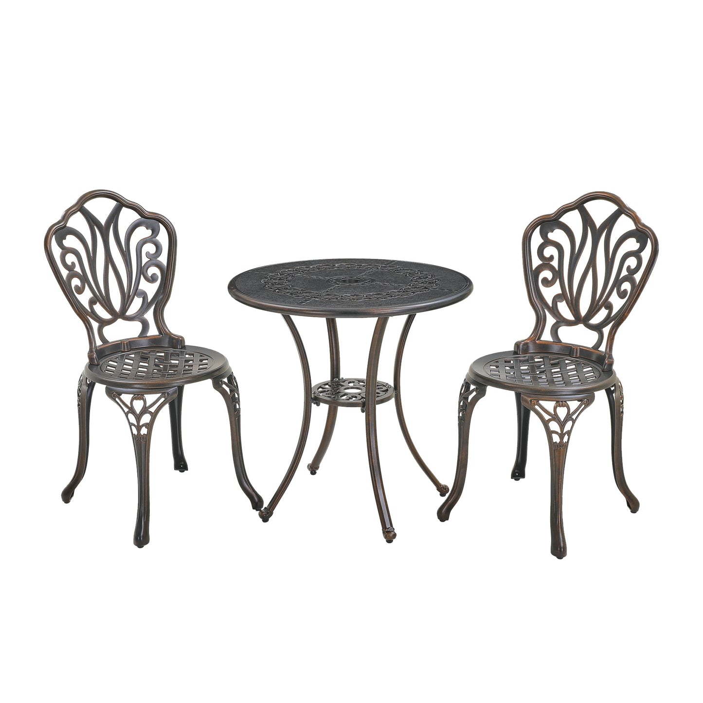 MONDAWE 3-Piece All-weather Cast Aluminum Bistro Table and Chairs Set