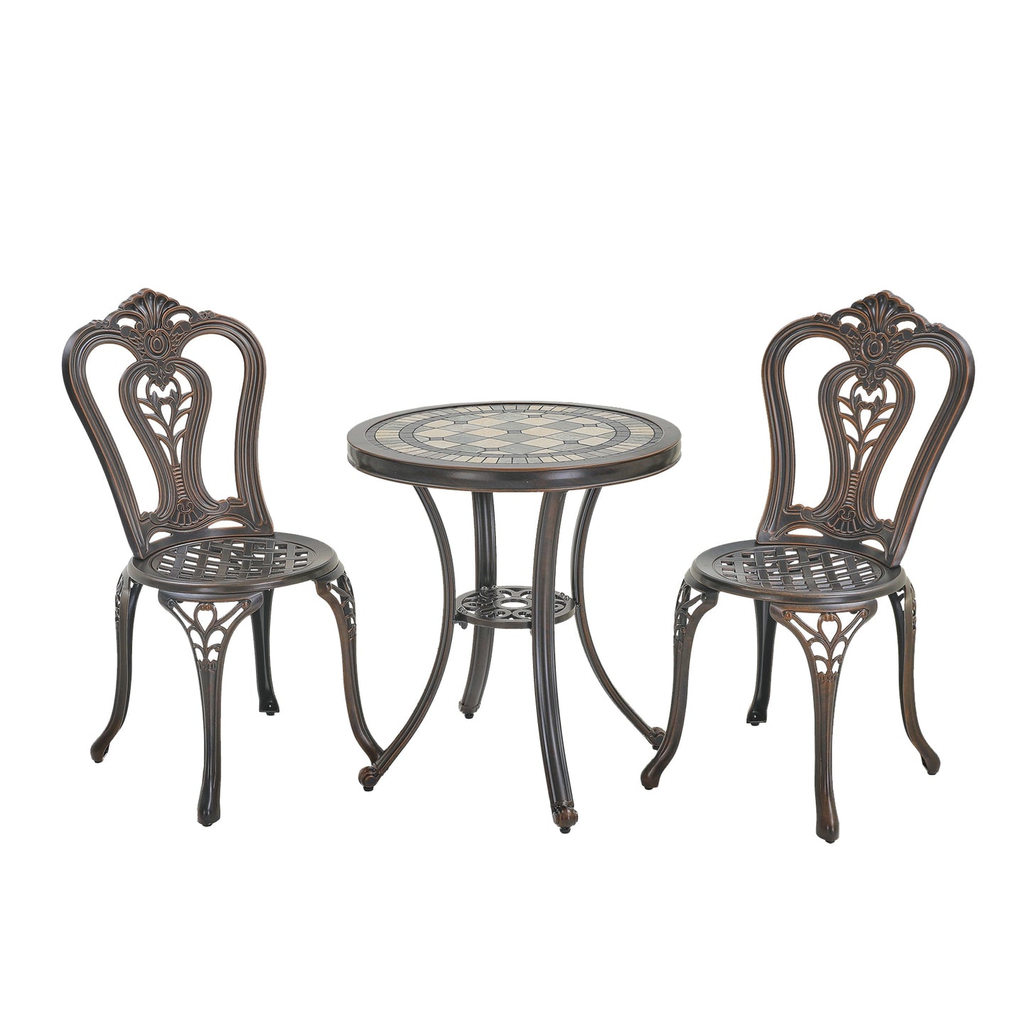 MONDAWE 3-Piece Durable Cast Aluminum Bistro Table and Chairs Set