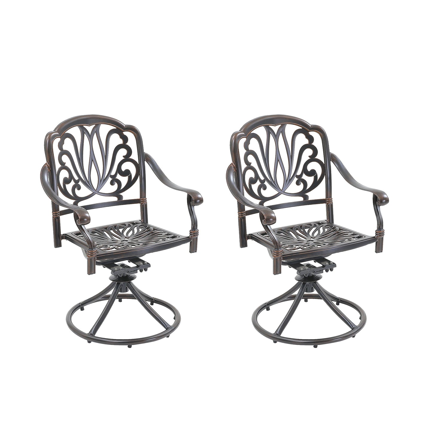 MONDAWE Patio Outdoor Aluminum Dining Swivel Rocker Chairs, Cast Aluminum Swivel Bar Stools (Set of 2)