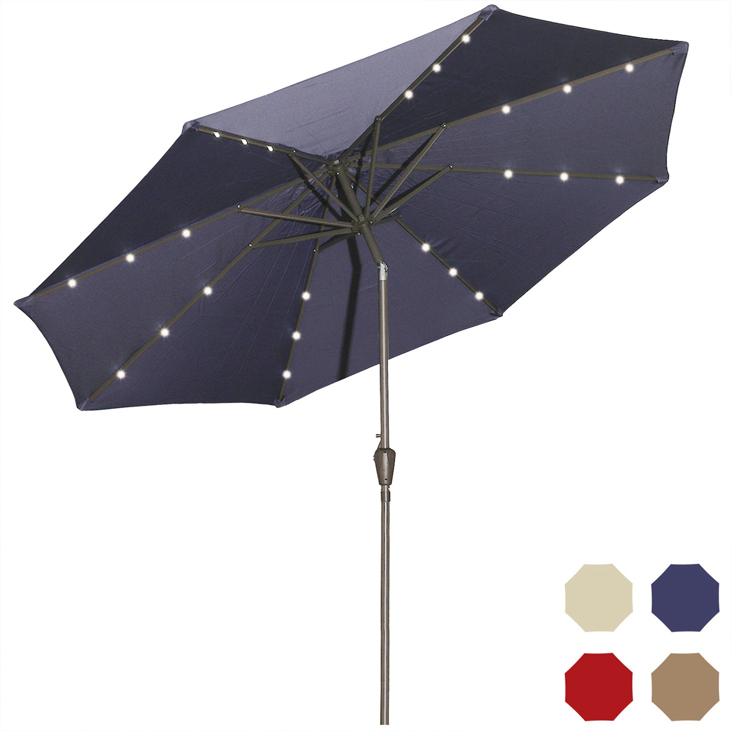 MONDAWE Patio Solar LED Market Umbrella with Crank