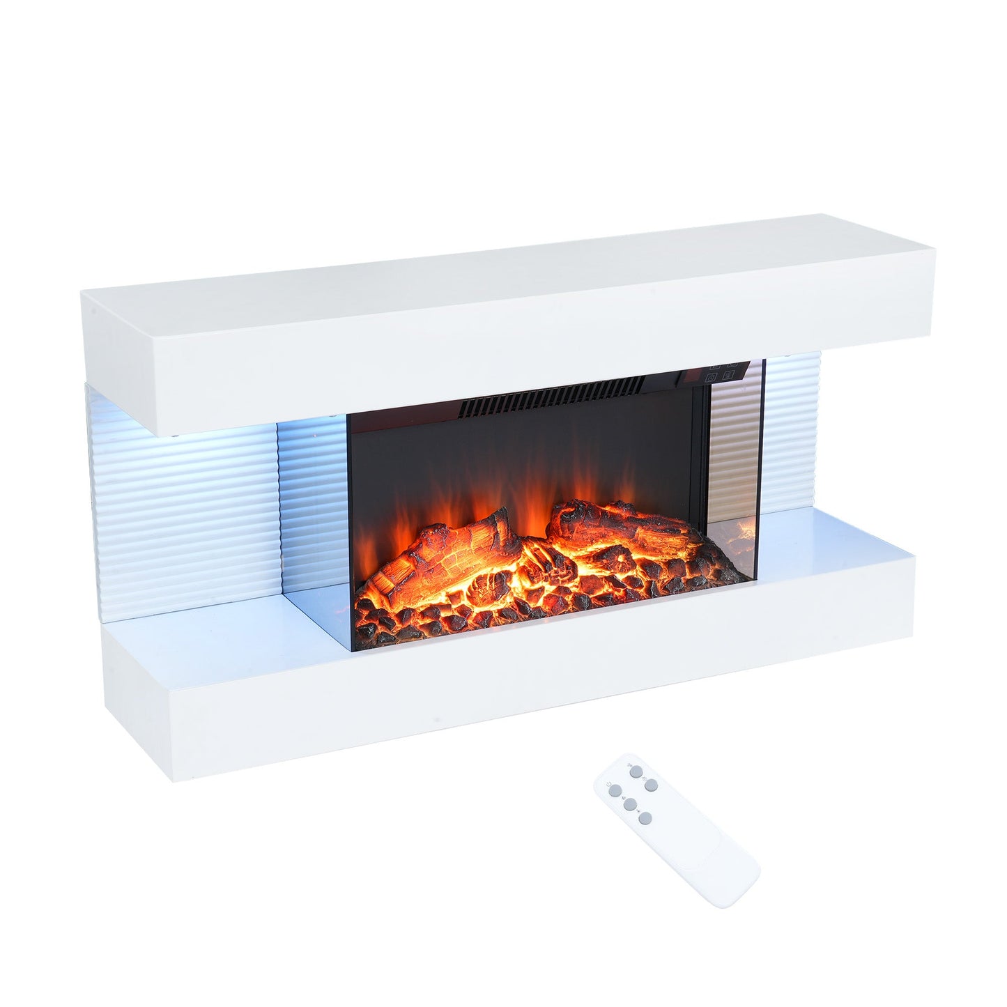 Mondawe Stylish Electric Fireplace with 32Inch Suspended LED Light Mantel with Remote Control