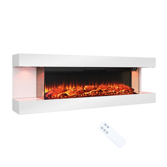 Mondawe Stylish Electric Fireplace with 50Inch Suspended LED Light Mantel with Remote Control