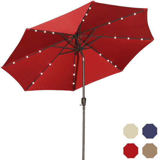 MONDAWE Patio Solar LED Market Umbrella with Crank