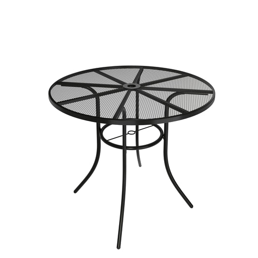 MONDAWE Steel Mesh Round Circle Dining Table With Umbrella Hole